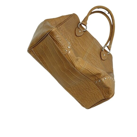 Tommy Hilfiger Tan/Light Brown Leather Shoulder Bag Purse Toe Faux Croc - Picture 3 of 8